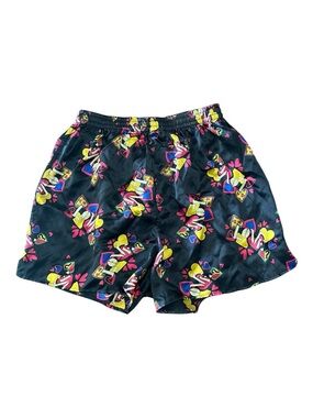VTG Reckless Silk Heart Print Boxer Shorts Y2K Streetwear Lounge Pajama Small